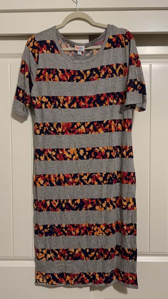 Lularoe Julia Floral Stripes On Body Dress, size XL